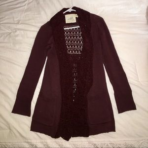Angel Of The North Burgundy Chenille Cardigan